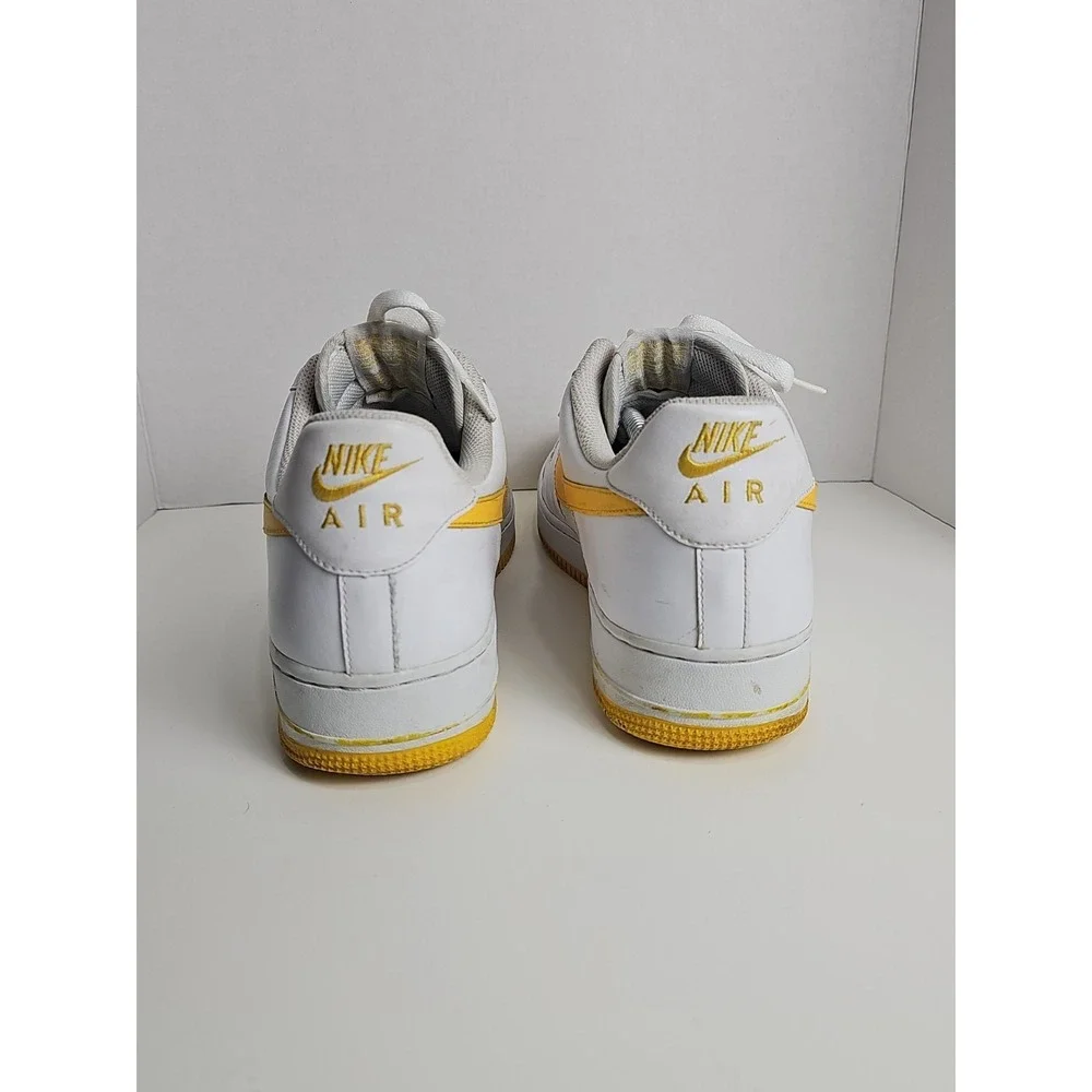 Nike Air Force 1 Men's Size 12 Sneakers White with yellow check and bottom